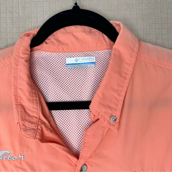 Columbia PFG Breathable Long Sleeve Fishing Shirt Mens XL Dark Peach Custom Logo - Picture 7 of 16